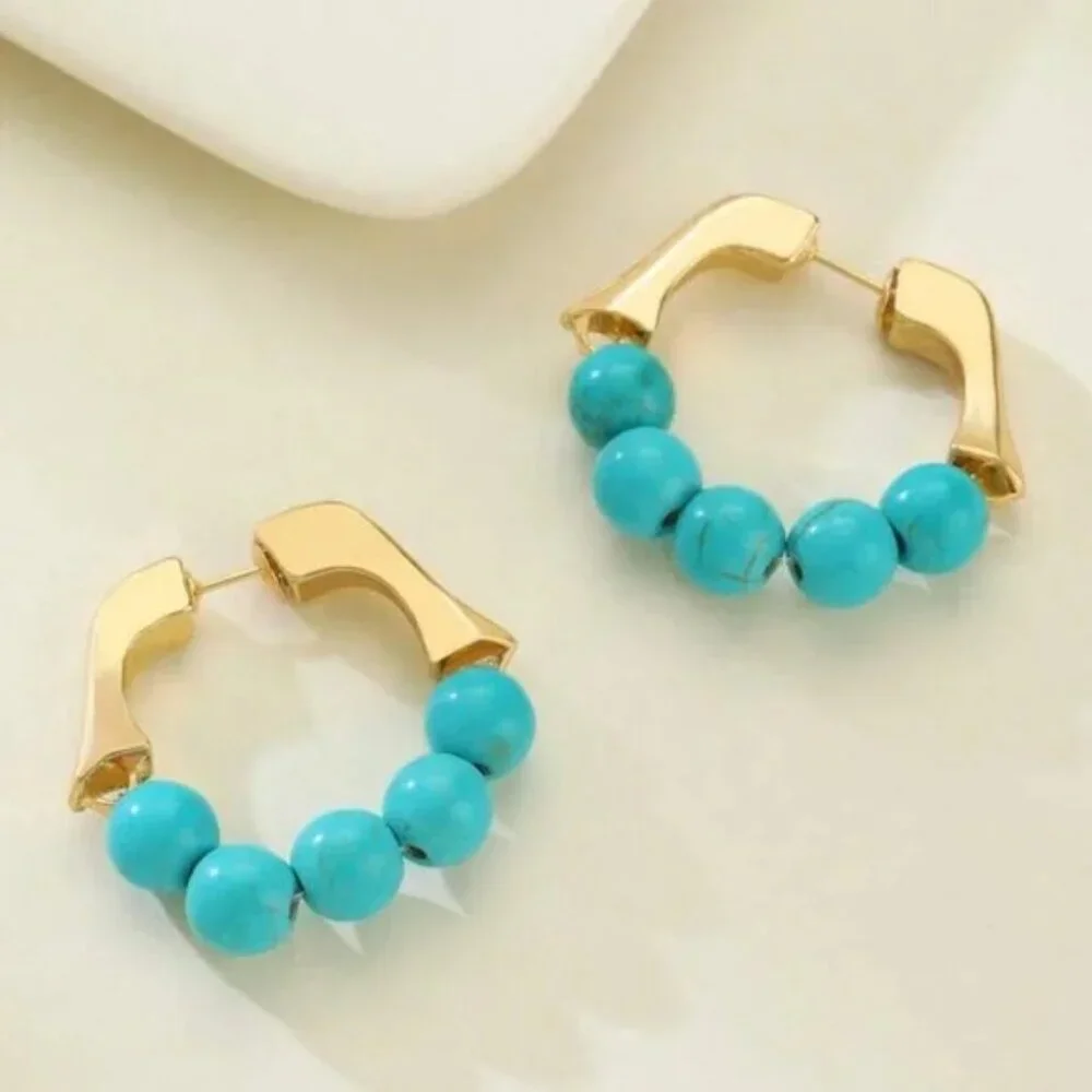 Kai Turquoise Gold Earrings - Picture 3 of 4